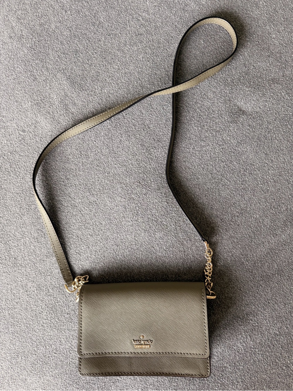 kate spade olive green crossbody bag with gold hardware